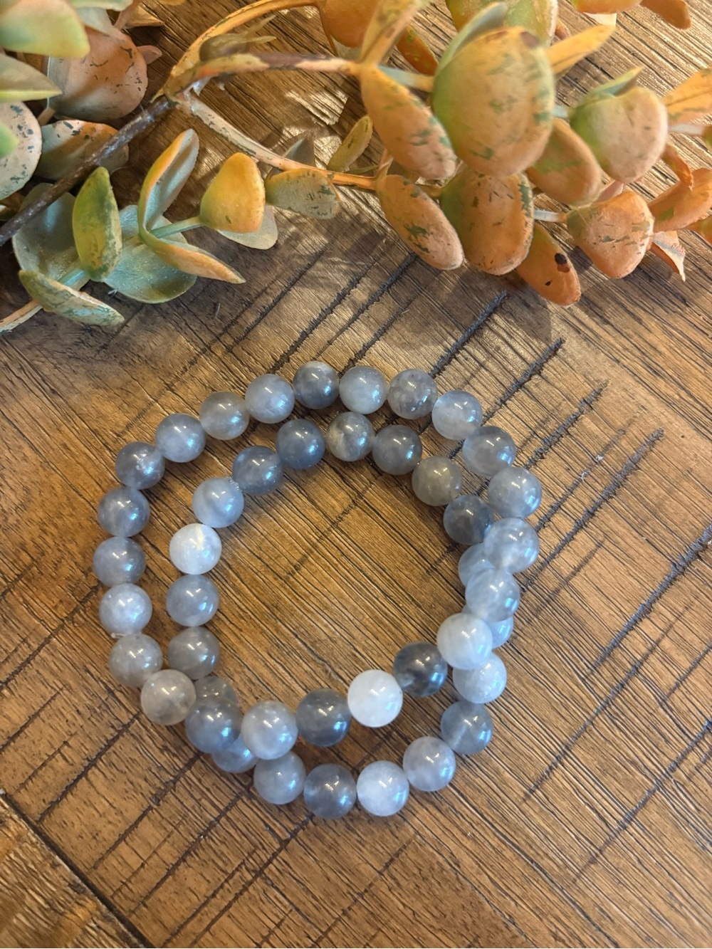 Cloudy Quartz Gemstone Beaded Stretch Bracelet